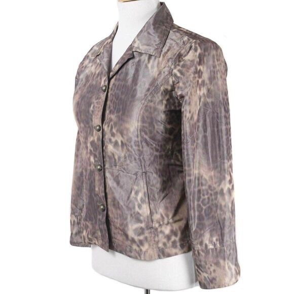 ANALOGY Purple & Tan Leopard Print Light Jacket Women's Size Large - Picture 2 of 4